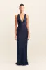 LA LUNE PLUNGED CROSS BACK MAXI DRESS - MIDNIGHT sold by Shona Joy