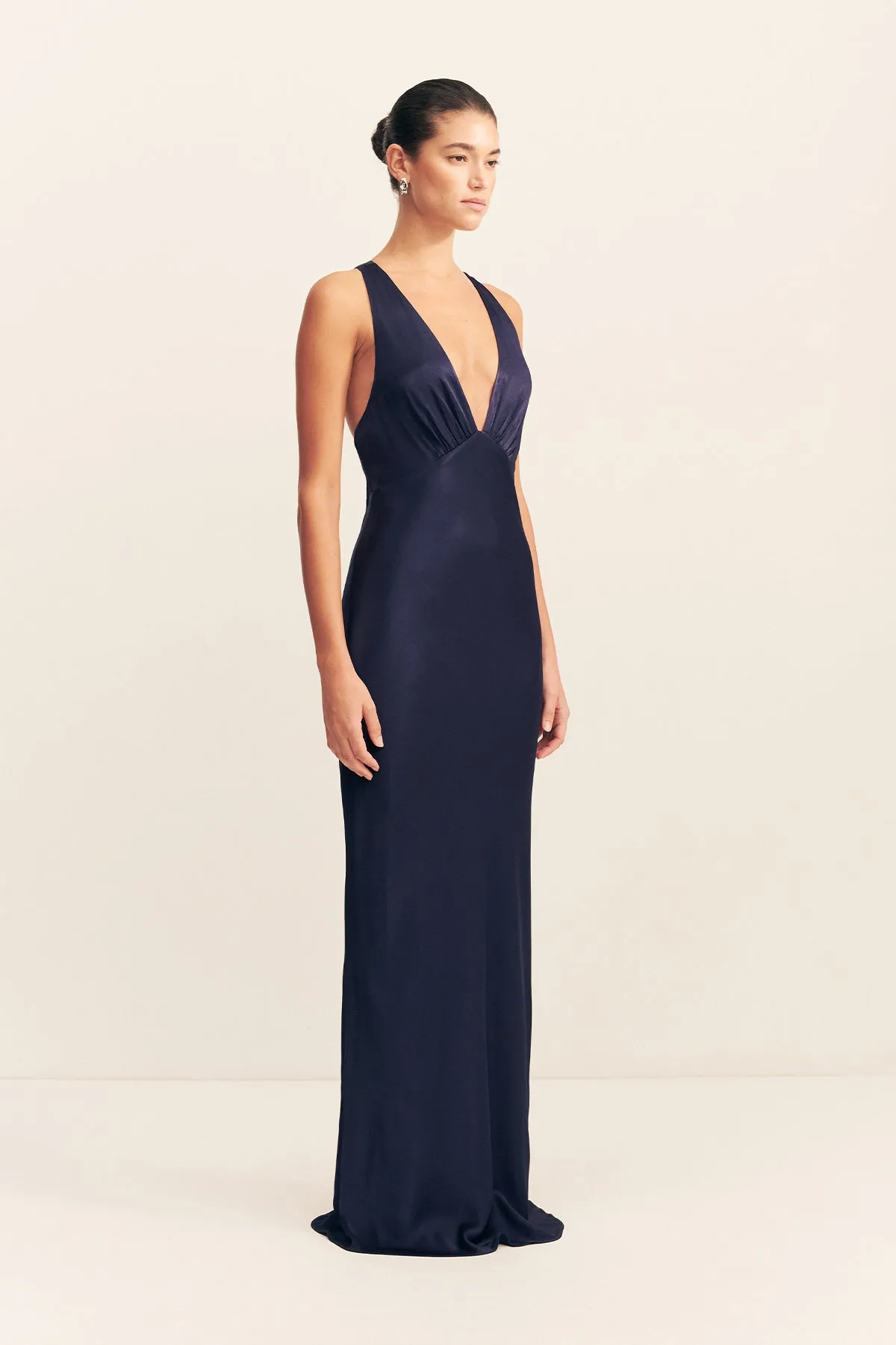 LA LUNE PLUNGED CROSS BACK MAXI DRESS - MIDNIGHT sold by Shona Joy product image thumbnail 3