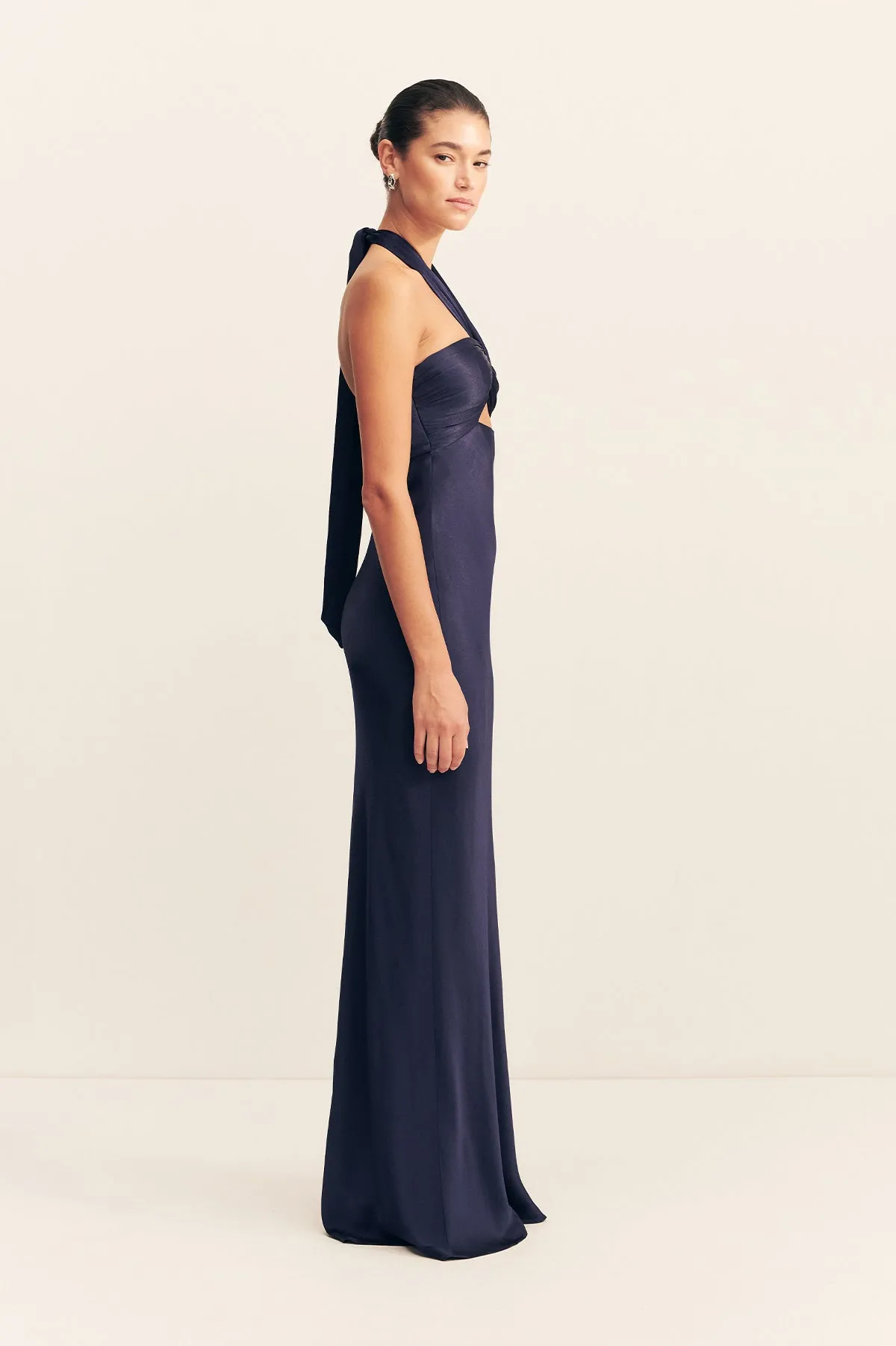 LA LUNE RUCHED HALTER MAXI DRESS - MIDNIGHT sold by Shona Joy product image thumbnail 4