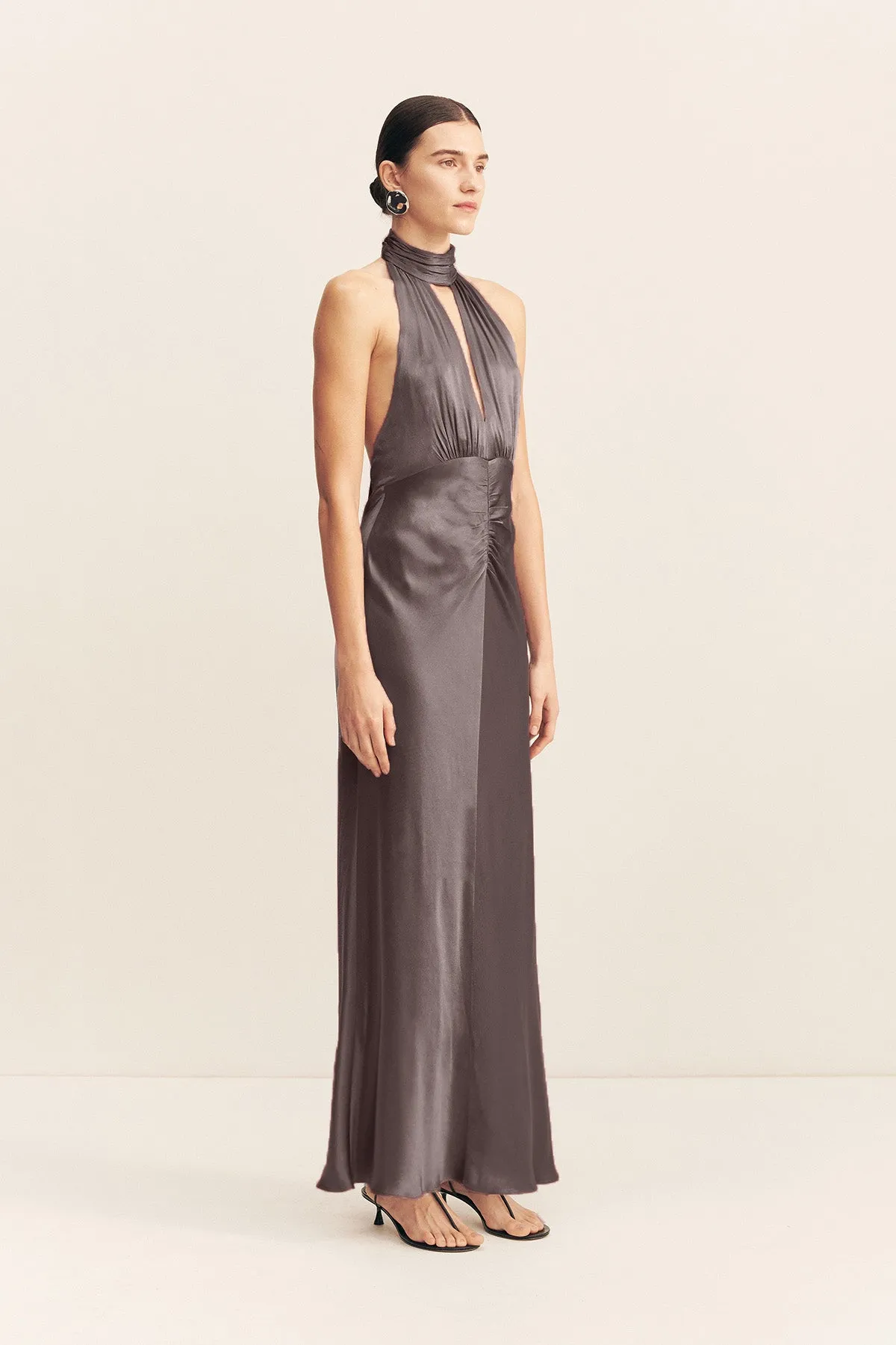 LA LUNE HALTER NECK MAXI DRESS - GRAPHITE sold by Shona Joy product image thumbnail 3