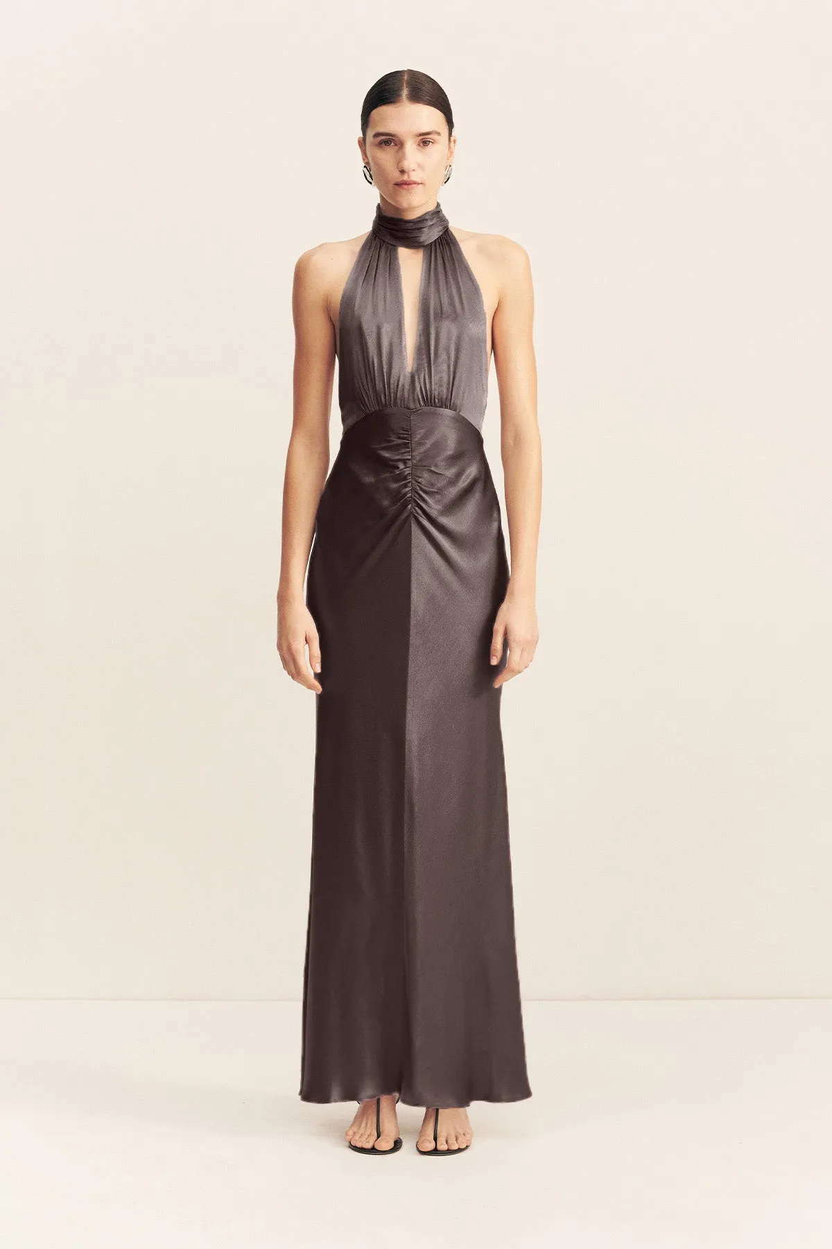 LA LUNE HALTER NECK MAXI DRESS - GRAPHITE sold by Shona Joy