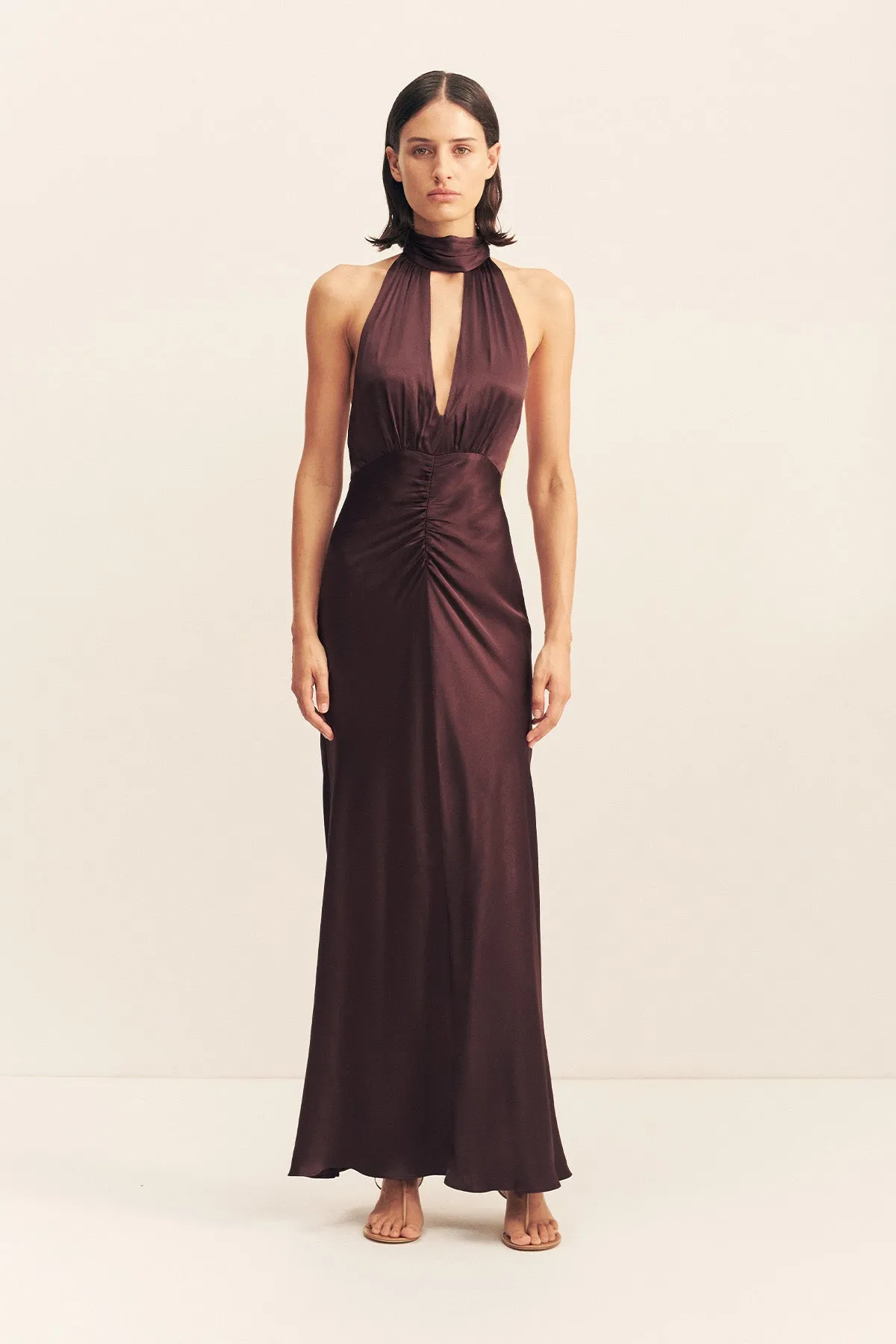 LA LUNE HALTER NECK MAXI DRESS - ESPRESSO sold by Shona Joy
