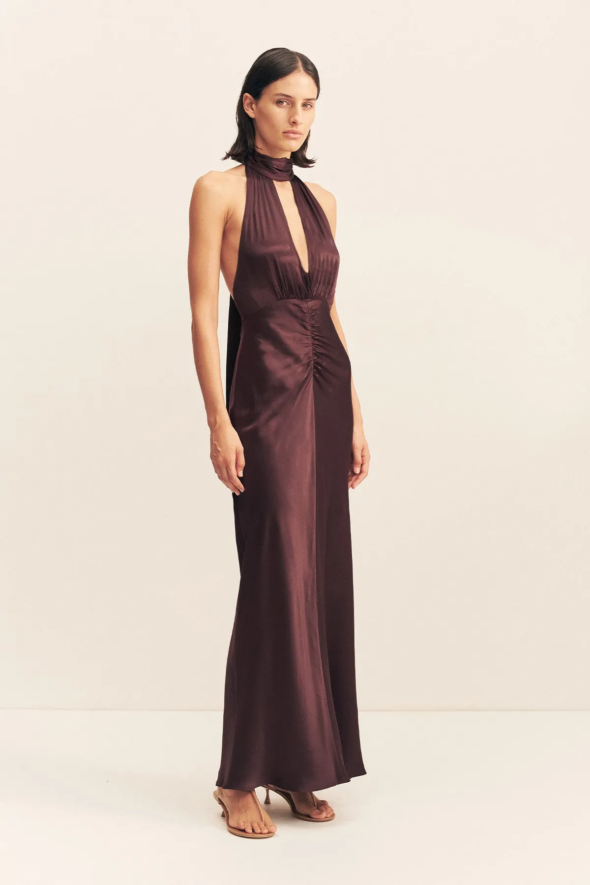 LA LUNE HALTER NECK MAXI DRESS - ESPRESSO sold by Shona Joy product image thumbnail 2
