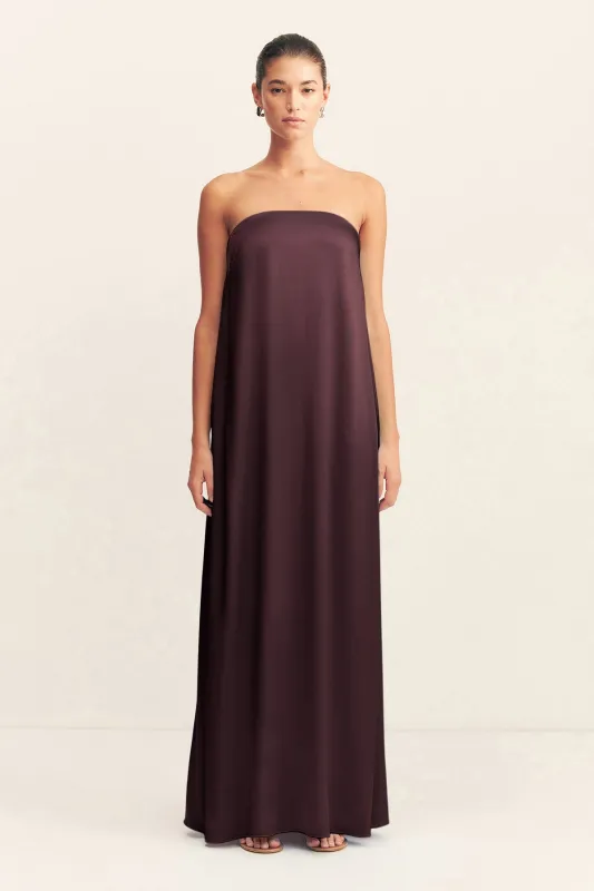 LA LUNE STRAPLESS COLUMN MAXI DRESS - ESPRESSO sold by Shona Joy