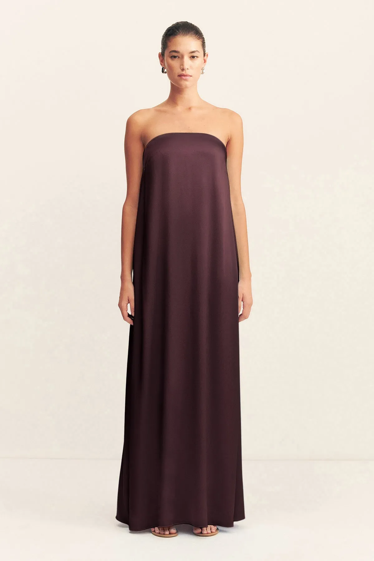 LA LUNE STRAPLESS COLUMN MAXI DRESS - ESPRESSO sold by Shona Joy