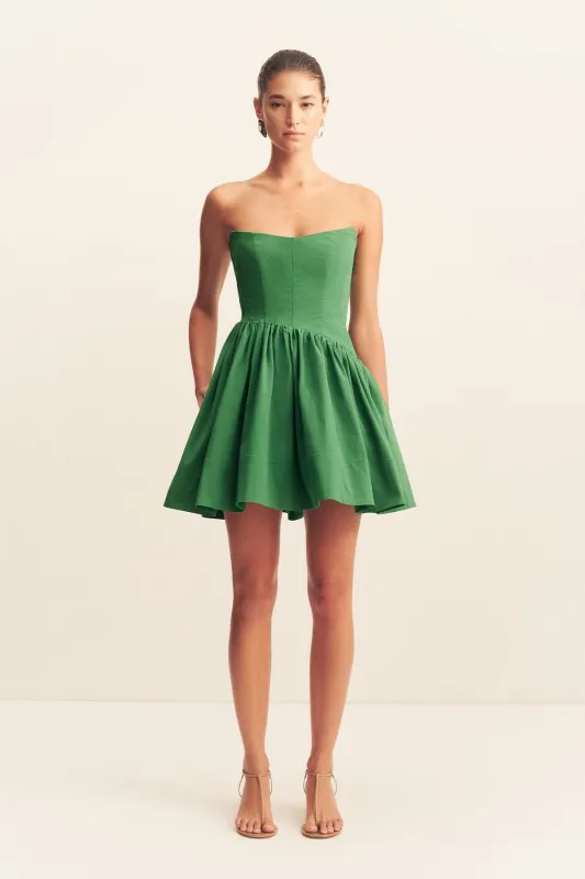 CAMPBELL STRAPLESS MINI DRESS - ABUNDANT GREEN sold by Shona Joy