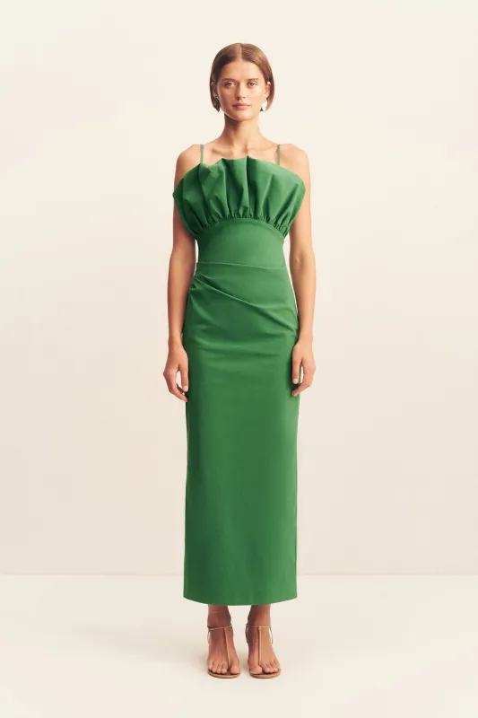 CAMPBELL BUBBLE BODICE MIDI DRESS - ABUNDANT GREEN sold by Shona Joy