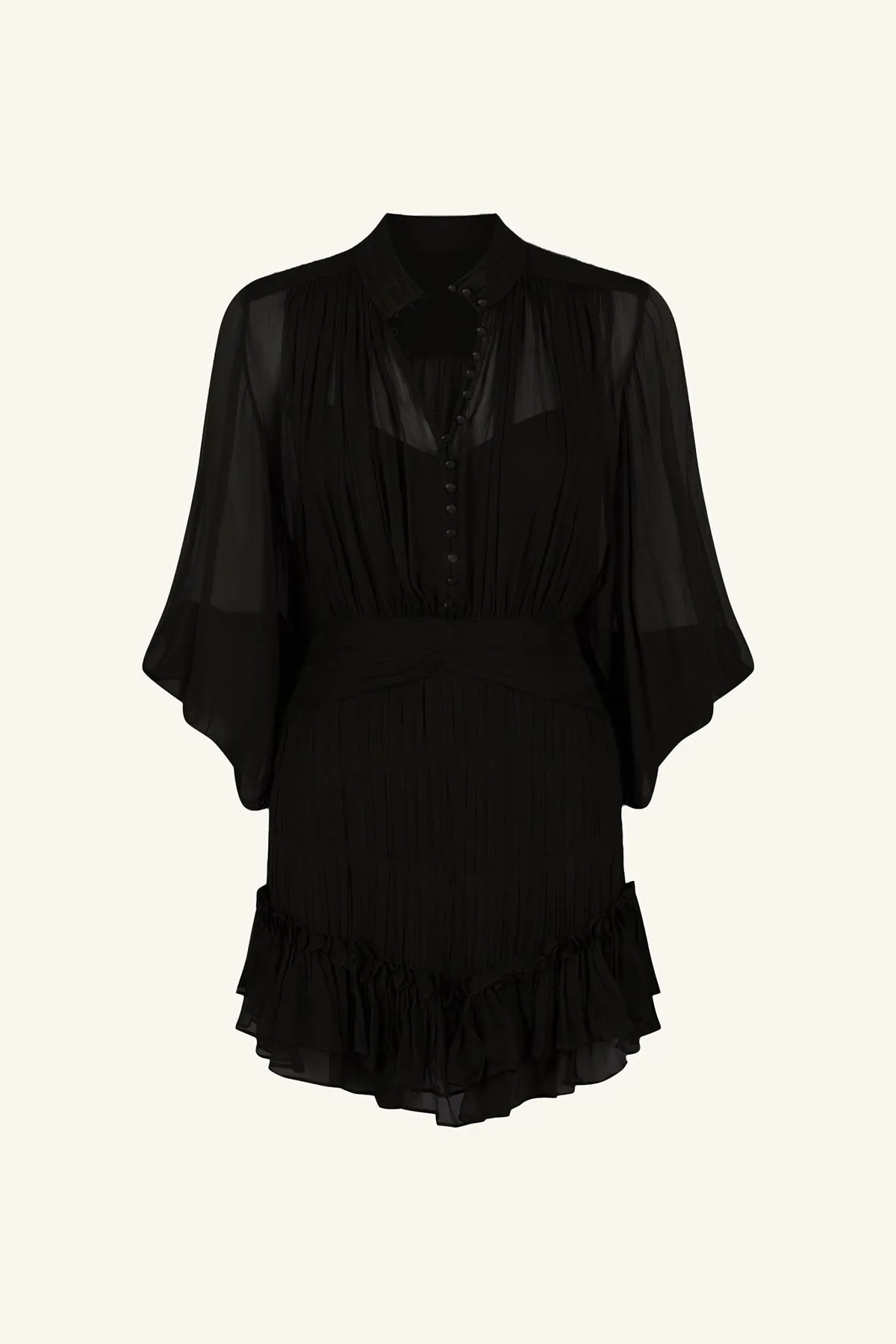 SAFIRA BUTTON UP RUCHED MINI DRESS - BLACK sold by Shona Joy product image thumbnail 5