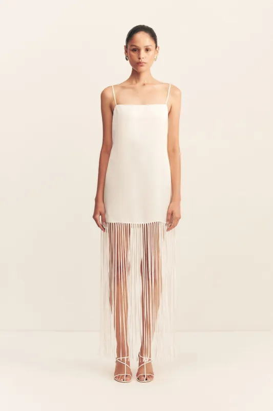 MORAYA SQUARE NECK FRINGE MAXI DRESS - IVORY sold by Shona Joy