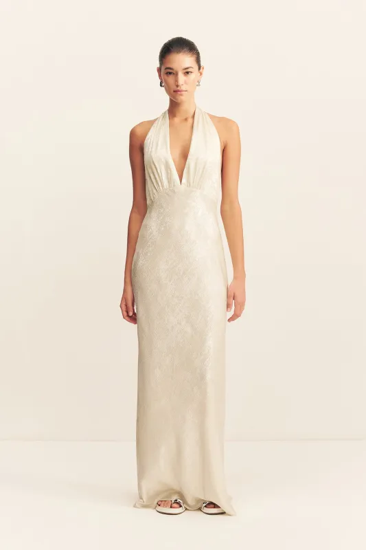 CALDER HALTER NECK MAXI DRESS - BUBBLY sold by Shona Joy