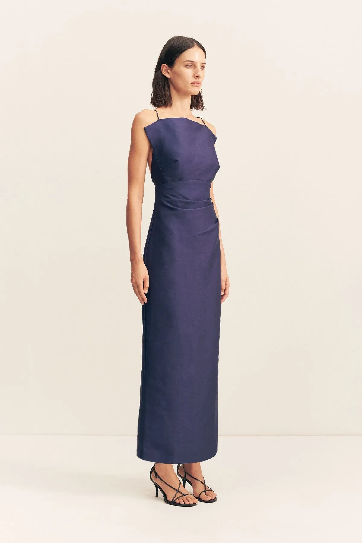 OTIS DRAPED HIGH NECK MIDI DRESS - MIDNIGHT sold by Shona Joy product image thumbnail 3