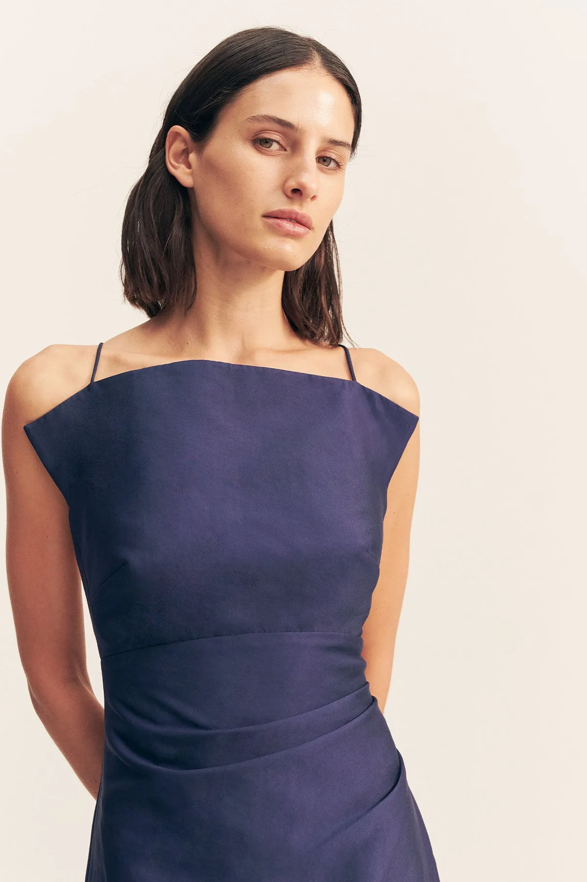 OTIS DRAPED HIGH NECK MIDI DRESS - MIDNIGHT sold by Shona Joy product image thumbnail 2