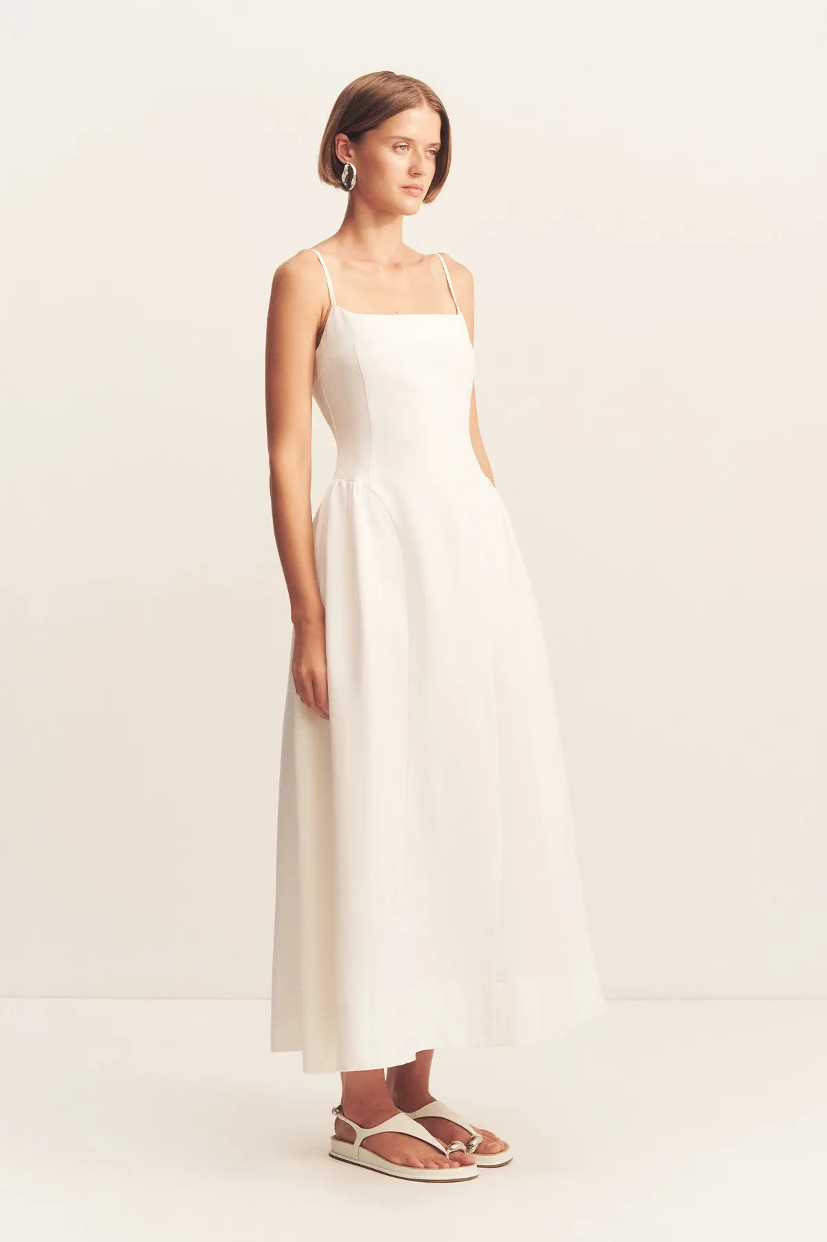 GIGI SQUARE NECK PANELLED MIDI DRESS - IVORY sold by Shona Joy product image thumbnail 3