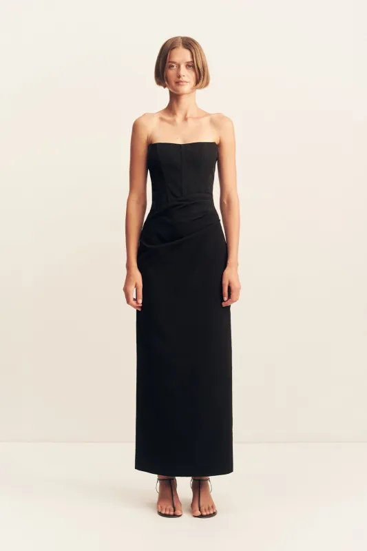 OAKLEY STRAPLESS CORSET MAXI DRESS - BLACK sold by Shona Joy