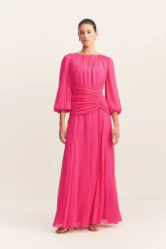 AYLAH HIGH NECK BALLOON SLEEVE MAXI DRESS - FUCHSIA sold by Shona Joy