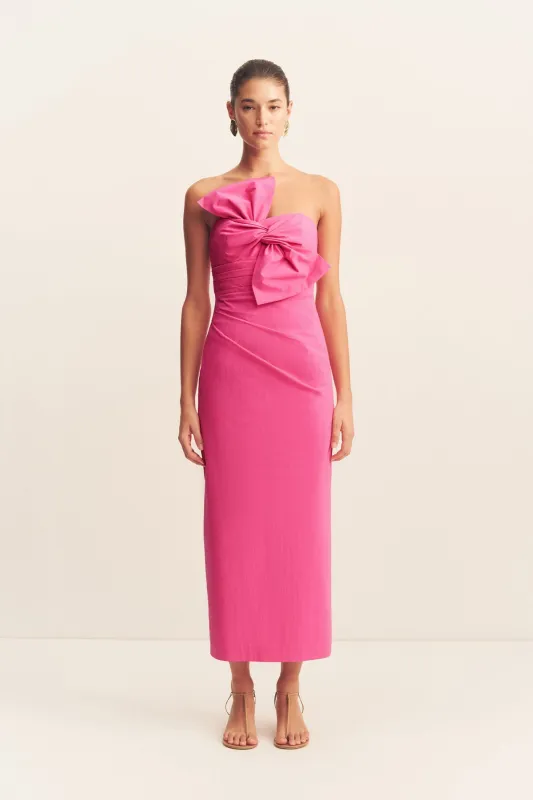CAMPBELL KNOT MIDI DRESS - VIVID PINK sold by Shona Joy