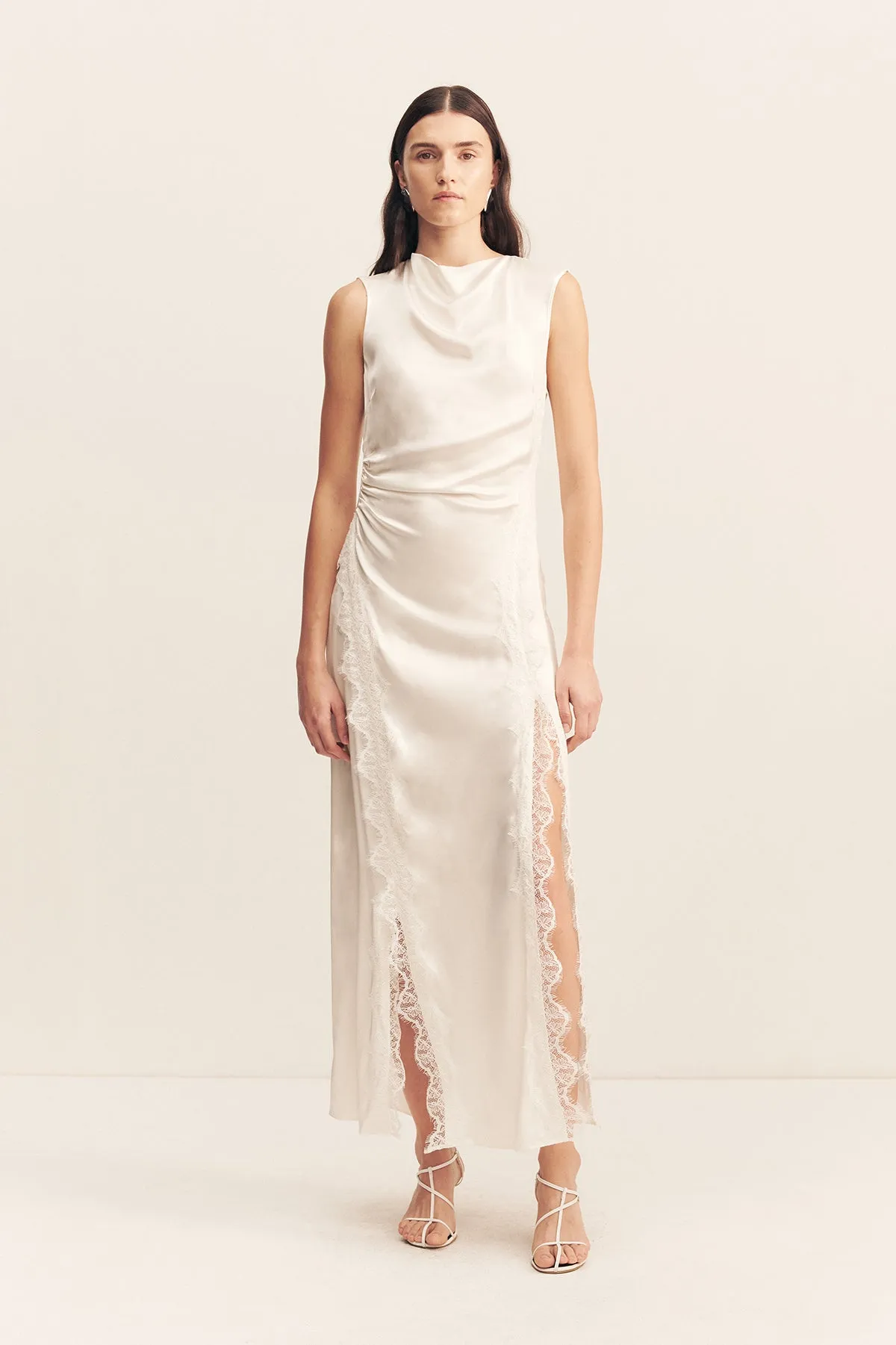 ALLEGRA LACE PANELLED MAXI DRESS - IVORY sold by Shona Joy