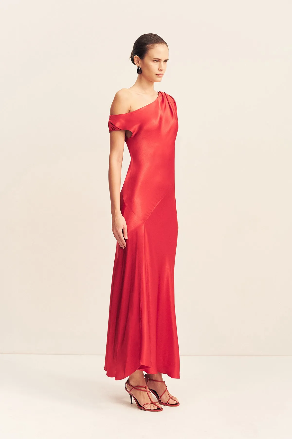 TATUM ASYMMETRICAL DRAPED MAXI DRESS - GRENADINE sold by Shona Joy product image thumbnail 3
