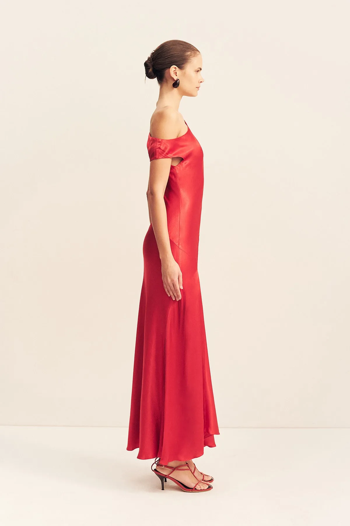 TATUM ASYMMETRICAL DRAPED MAXI DRESS - GRENADINE sold by Shona Joy product image thumbnail 4