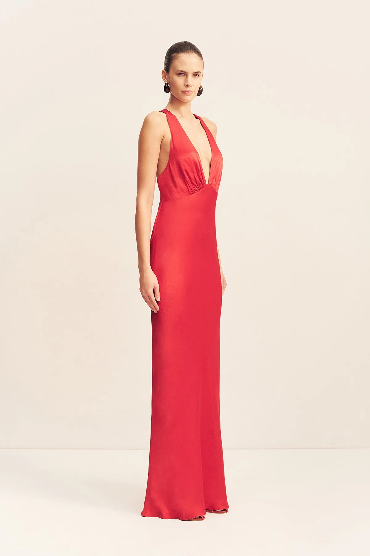 TATUM PLUNGED CROSS BACK MAXI DRESS - GRENADINE sold by Shona Joy product image thumbnail 3