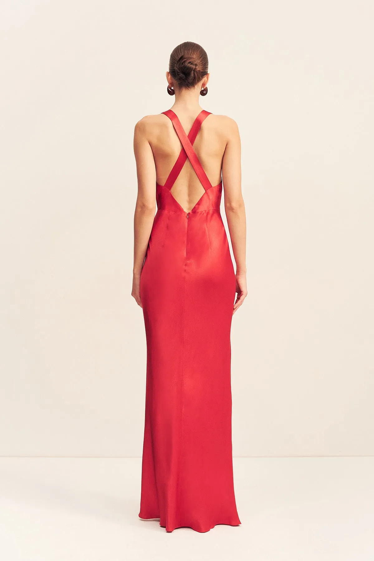 TATUM PLUNGED CROSS BACK MAXI DRESS - GRENADINE sold by Shona Joy product image thumbnail 5
