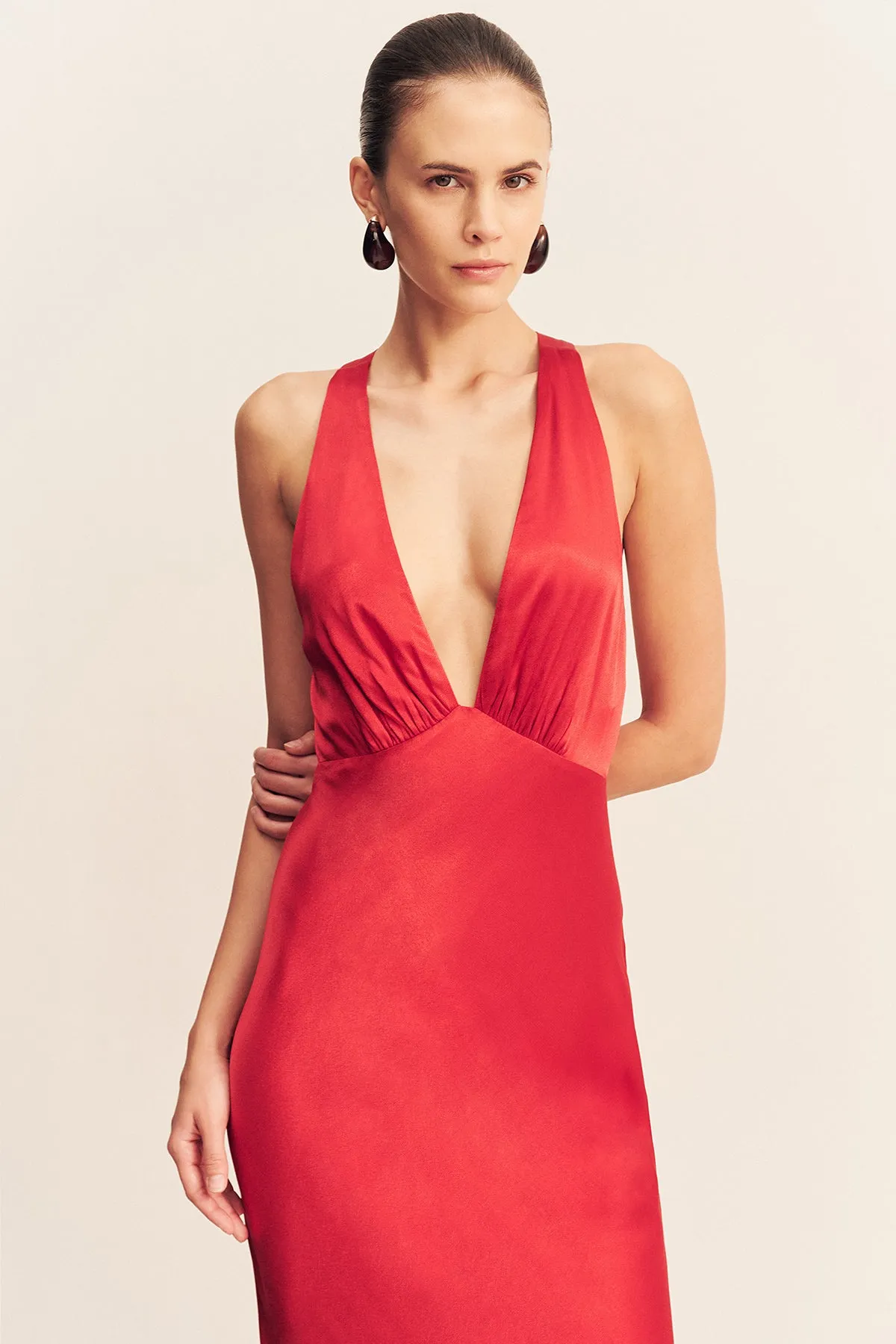 TATUM PLUNGED CROSS BACK MAXI DRESS - GRENADINE sold by Shona Joy product image thumbnail 2