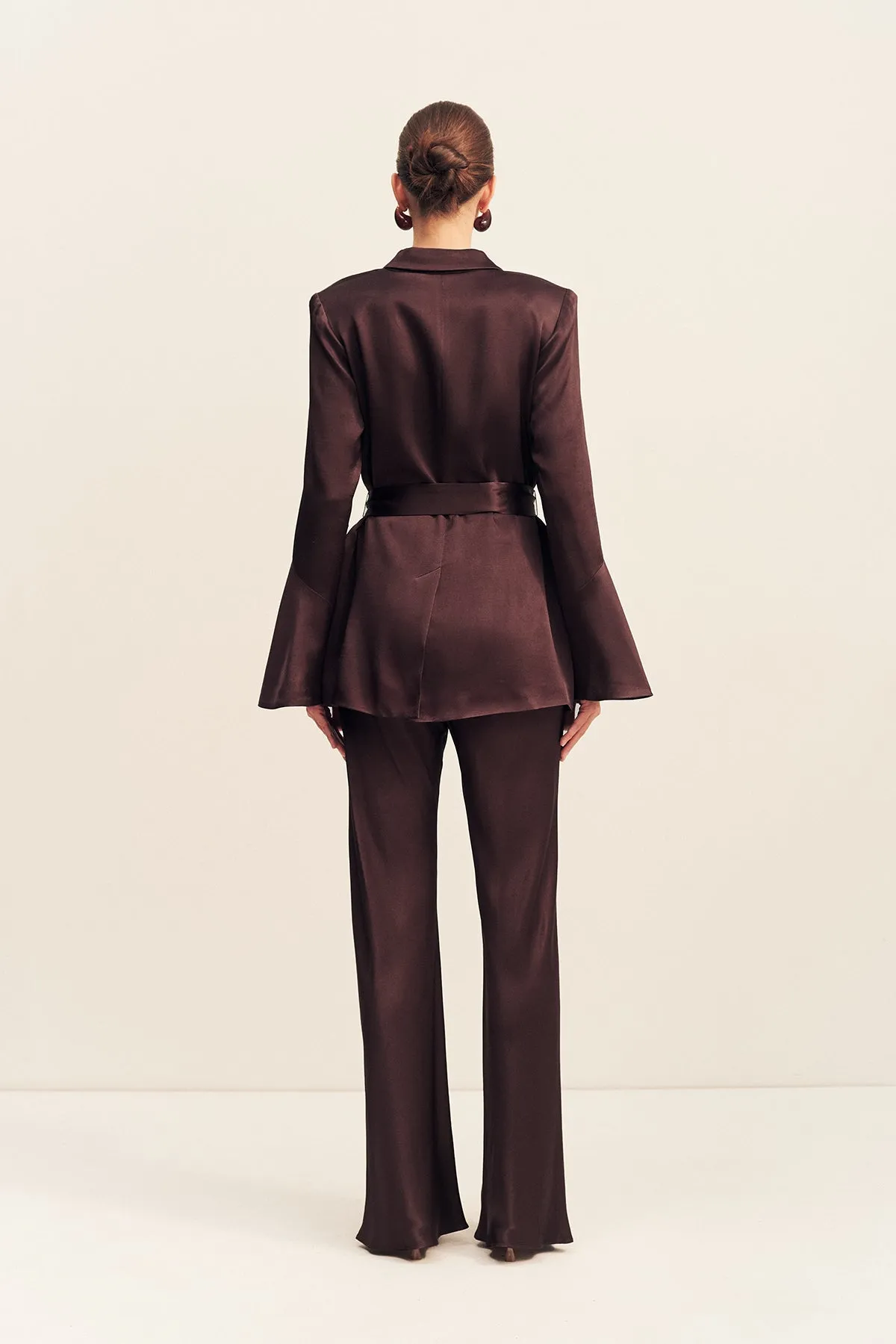 LA LUNE FLARED SLEEVE BELTED BLAZER - ESPRESSO sold by Shona Joy product image thumbnail 5