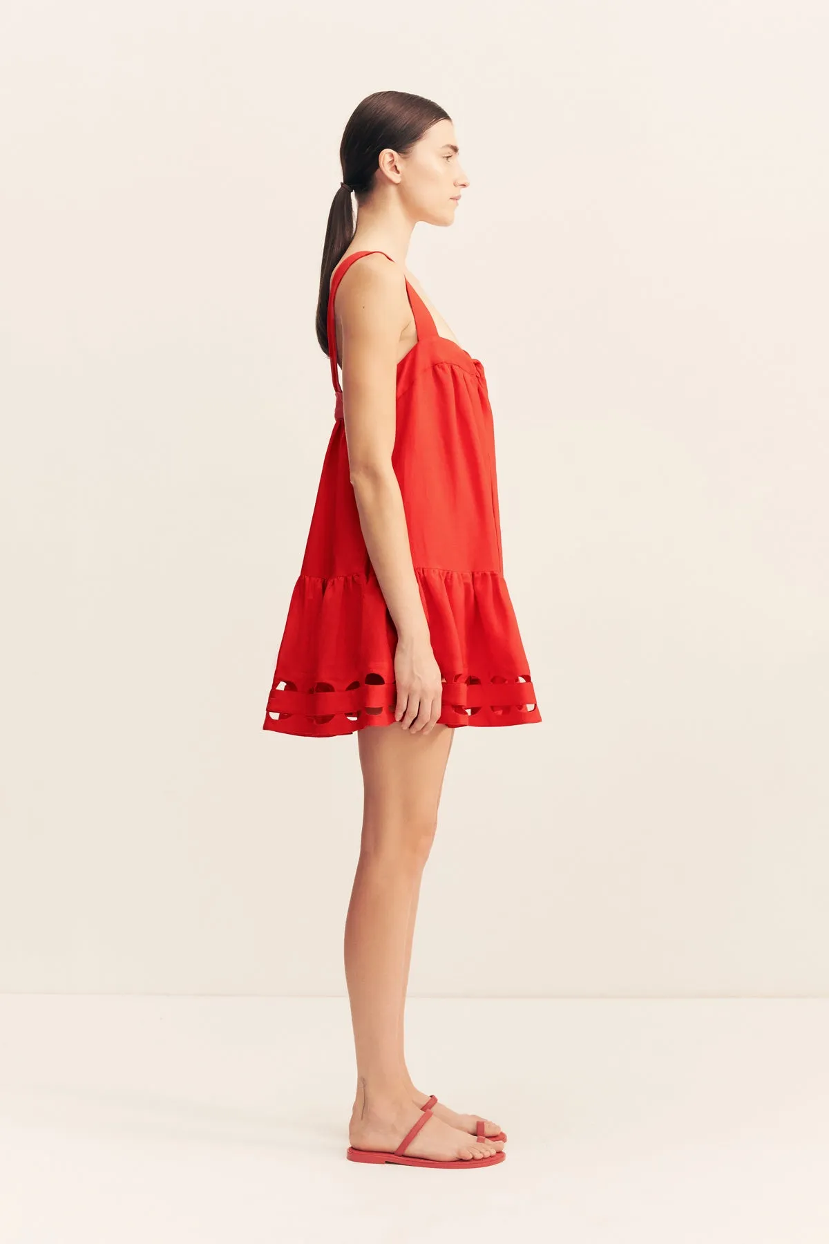 BIRDIE SCALLOP TIERED MINI DRESS - RED ROSE sold by Shona Joy product image thumbnail 4
