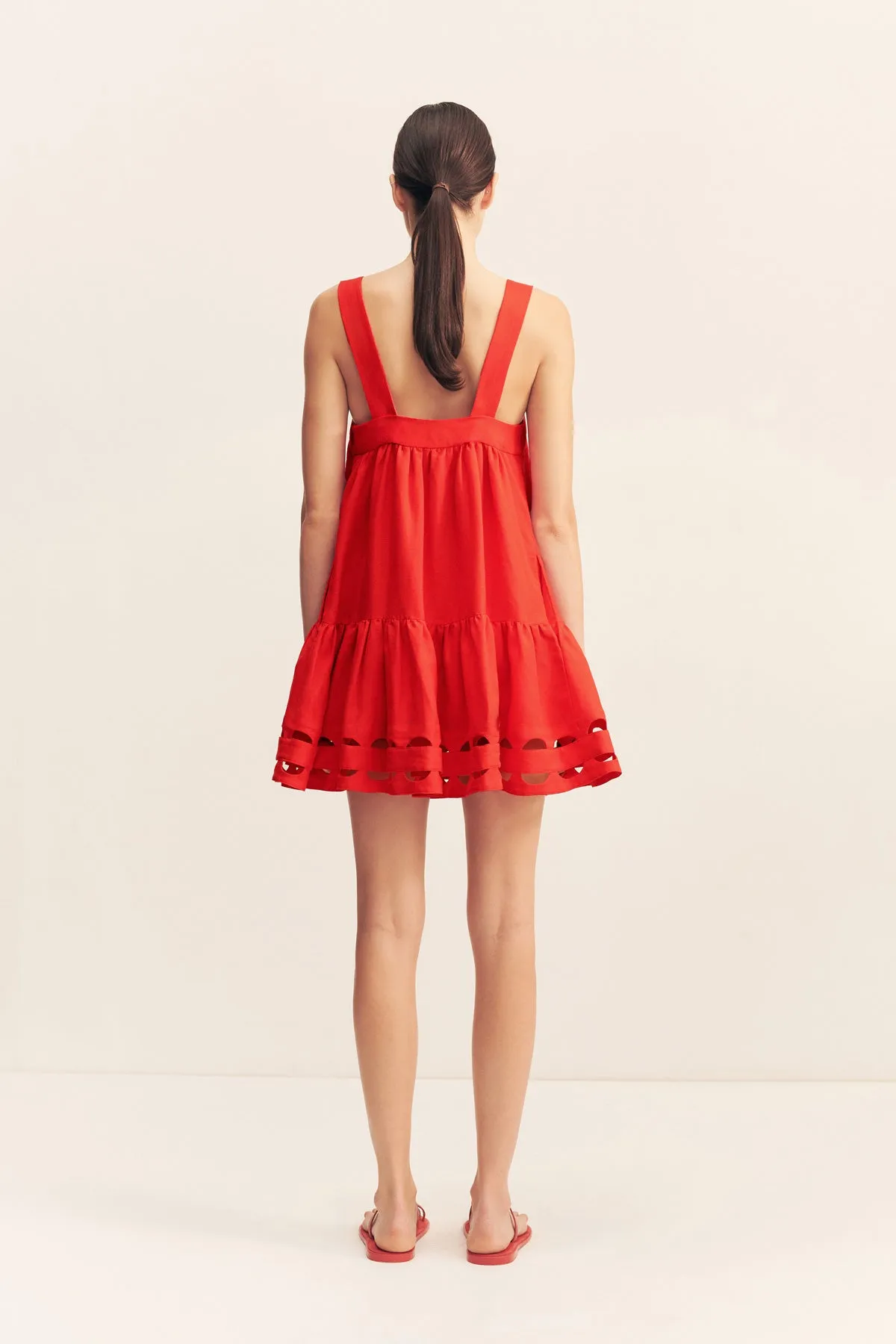 BIRDIE SCALLOP TIERED MINI DRESS - RED ROSE sold by Shona Joy product image thumbnail 5