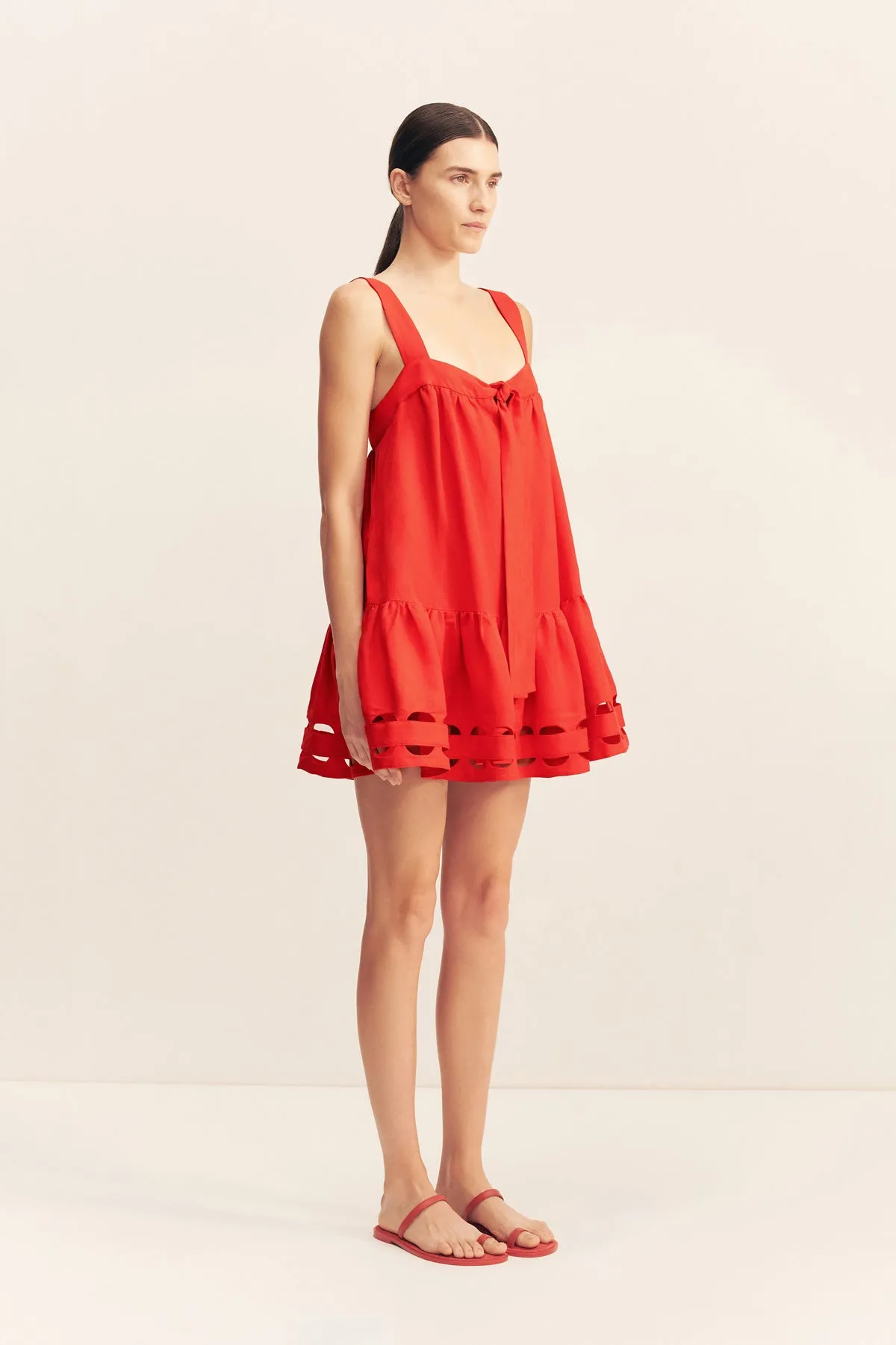 BIRDIE SCALLOP TIERED MINI DRESS - RED ROSE sold by Shona Joy product image thumbnail 3