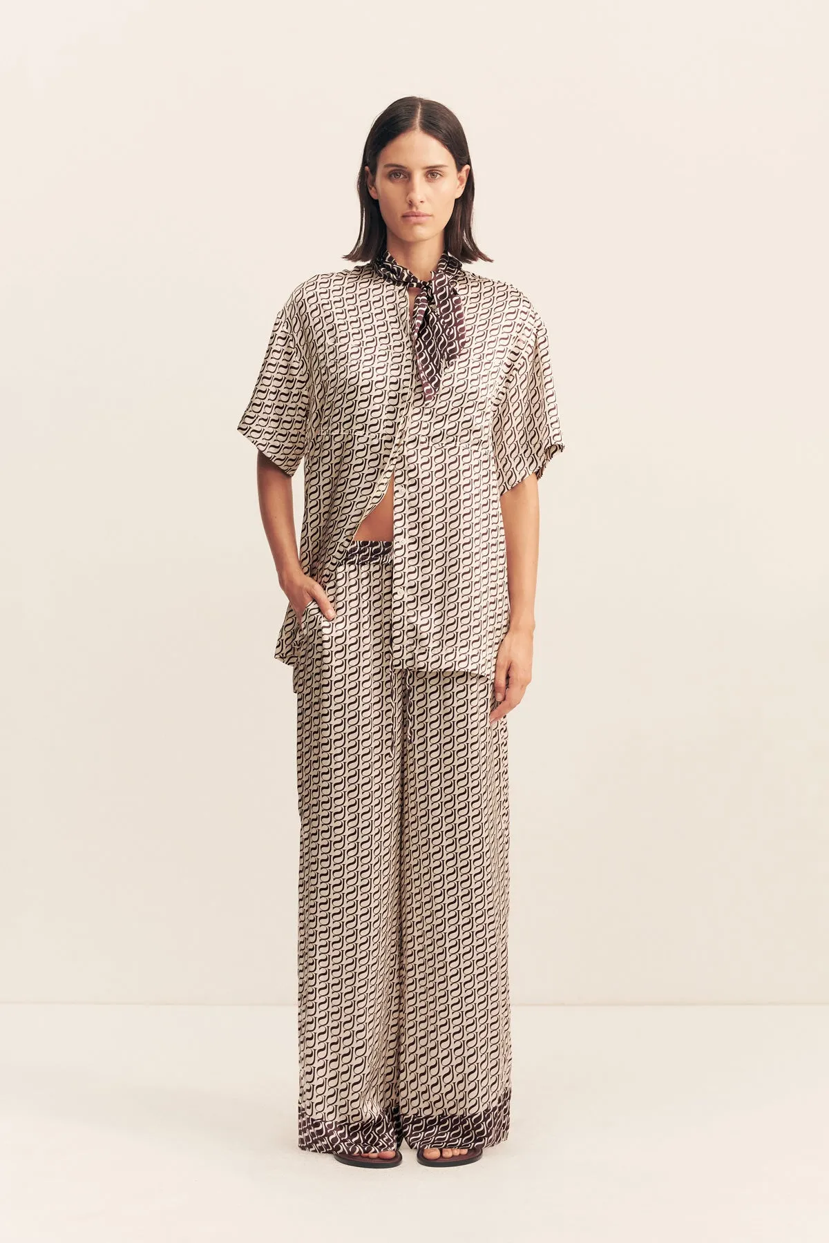 MONOGRAM SILK CONTRAST SHIRT sold by Shona Joy product image thumbnail 3