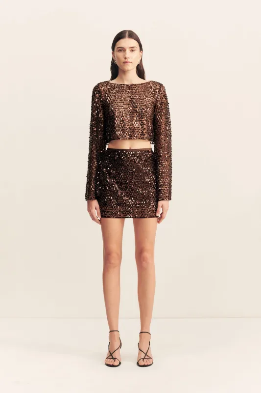 EVERLY LONG SLEEVE TOP - CHESTNUT sold by Shona Joy