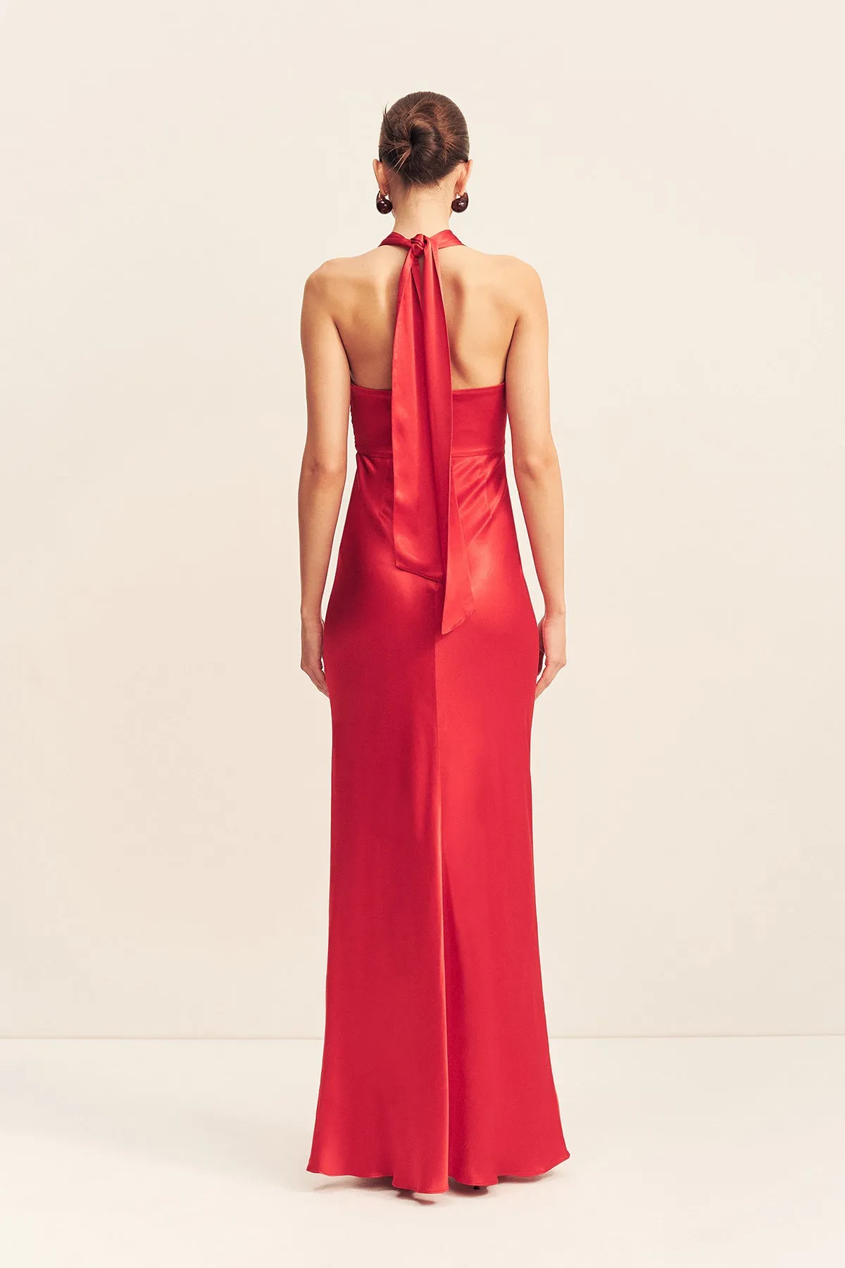TATUM RUCHED HALTER MAXI DRESS - GRENADINE sold by Shona Joy product image thumbnail 5