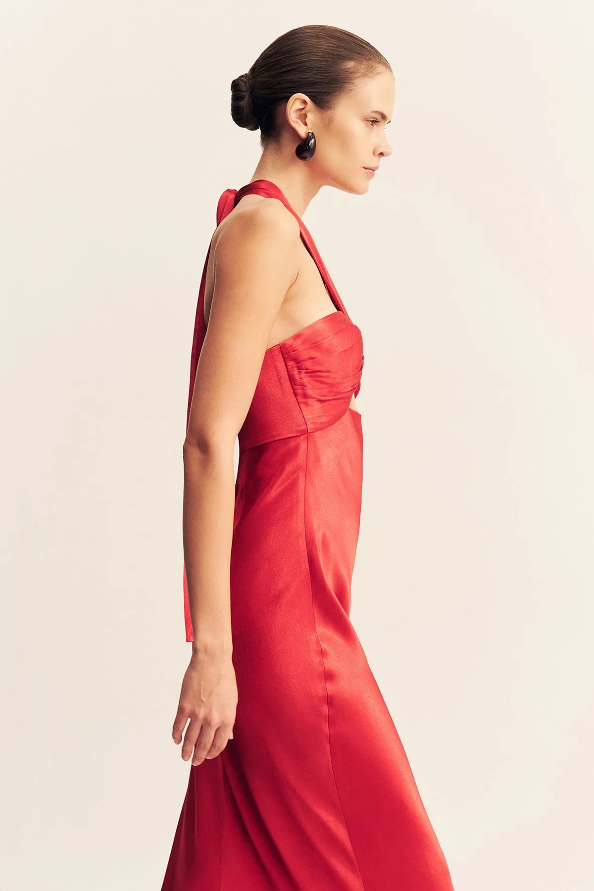 TATUM RUCHED HALTER MAXI DRESS - GRENADINE sold by Shona Joy product image thumbnail 2