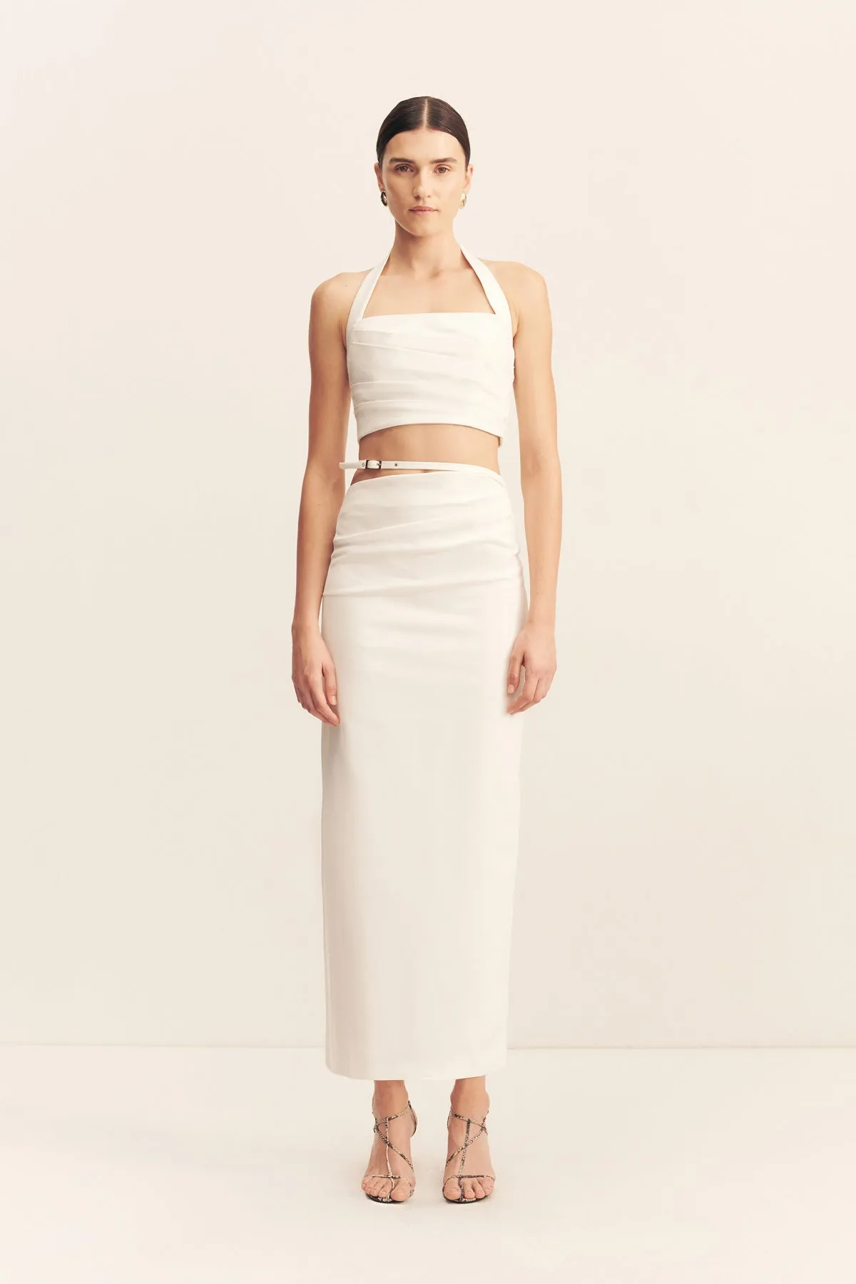 LANI DRAPED MIDI SKIRT - WHITE sold by Shona Joy product image thumbnail 3