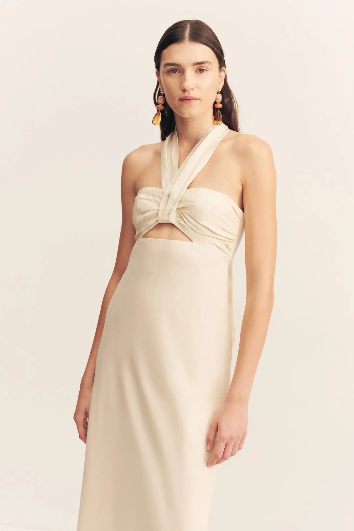 GIGI RUCHED HALTER MIDI DRESS - ECRU sold by Shona Joy product image thumbnail 2