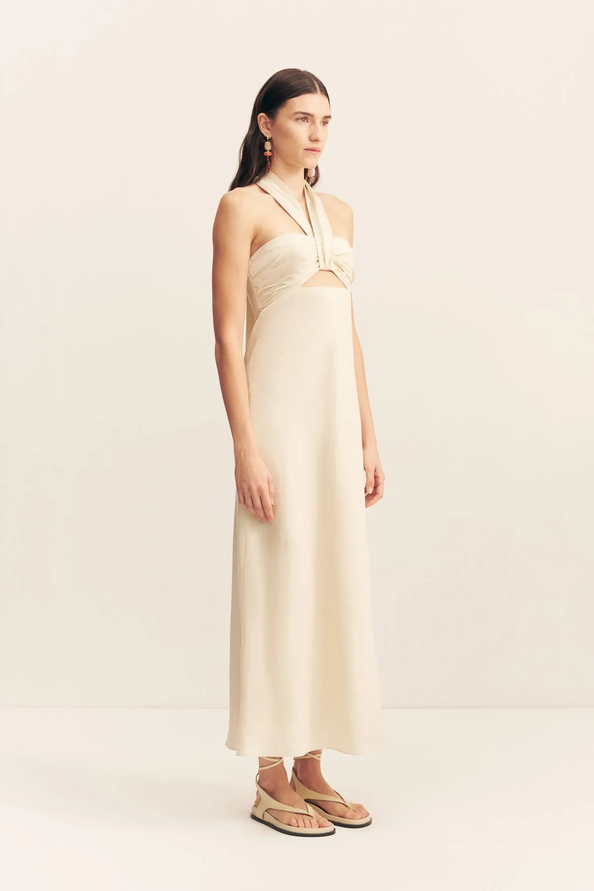 GIGI RUCHED HALTER MIDI DRESS - ECRU sold by Shona Joy product image thumbnail 3