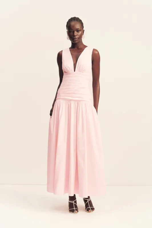 CAMPBELL PLUNGED GATHERED MAXI DRESS - BALLERINA sold by Shona Joy