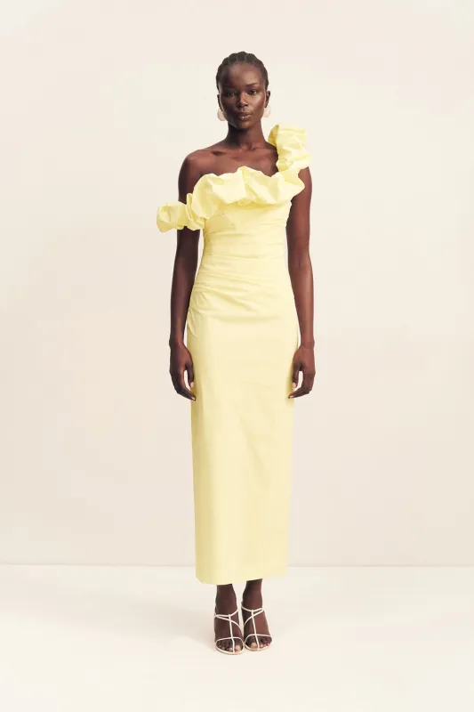 CAMPBELL RUFFLE DRAPED MAXI DRESS - LEMONADE sold by Shona Joy