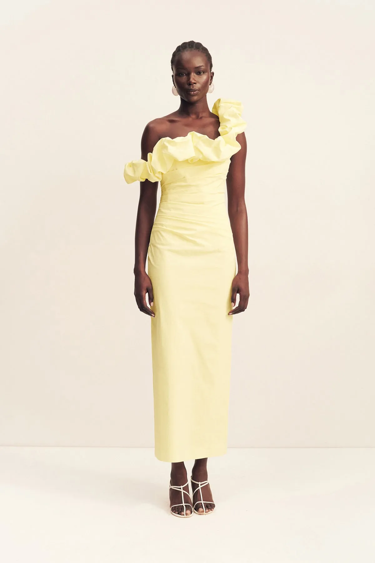 CAMPBELL RUFFLE DRAPED MAXI DRESS - LEMONADE sold by Shona Joy