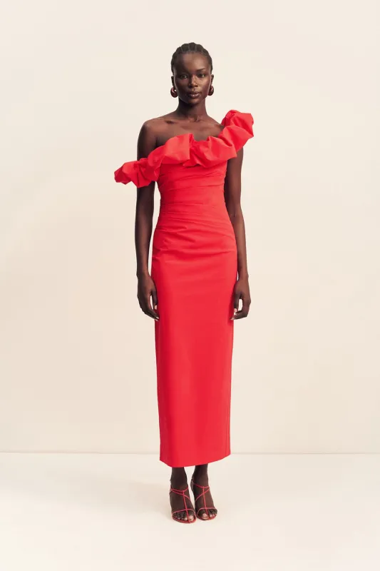 CAMPBELL RUFFLE DRAPED MAXI DRESS - GOJI sold by Shona Joy