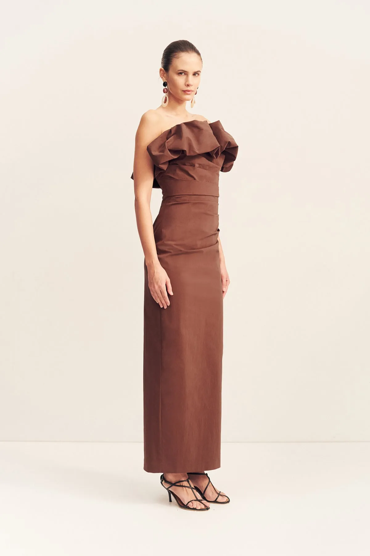 CAMPBELL STRAPLESS BUBBLE MAXI DRESS - ESPRESSO sold by Shona Joy product image thumbnail 3