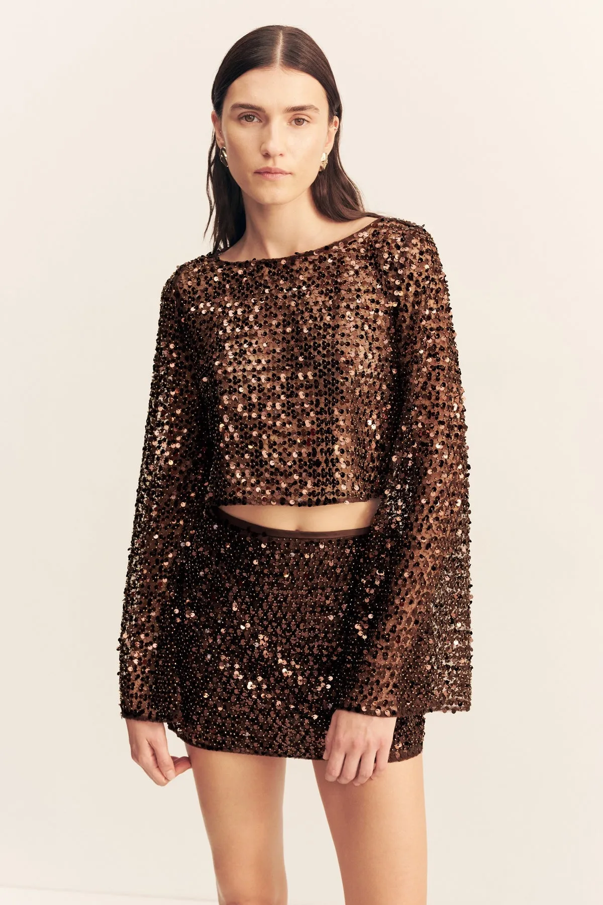 EVERLY MINI SKIRT - CHESTNUT sold by Shona Joy product image thumbnail 3