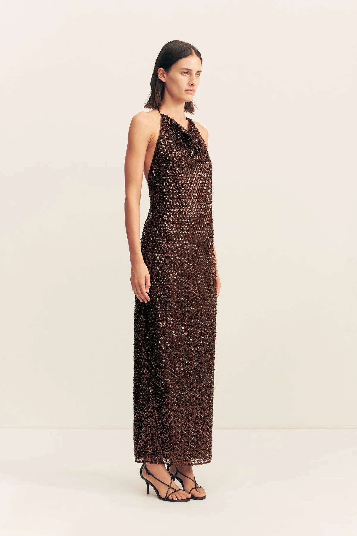 EVERLY HIGH COWL MAXI DRESS - CHESTNUT sold by Shona Joy product image thumbnail 4