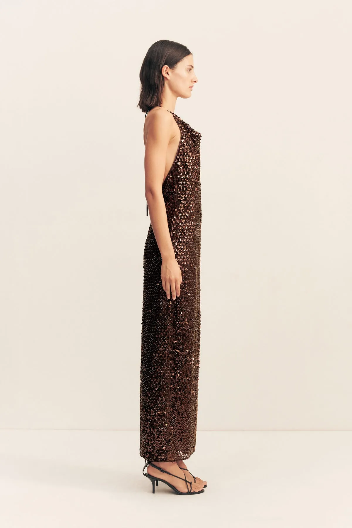 EVERLY HIGH COWL MAXI DRESS - CHESTNUT sold by Shona Joy product image thumbnail 5
