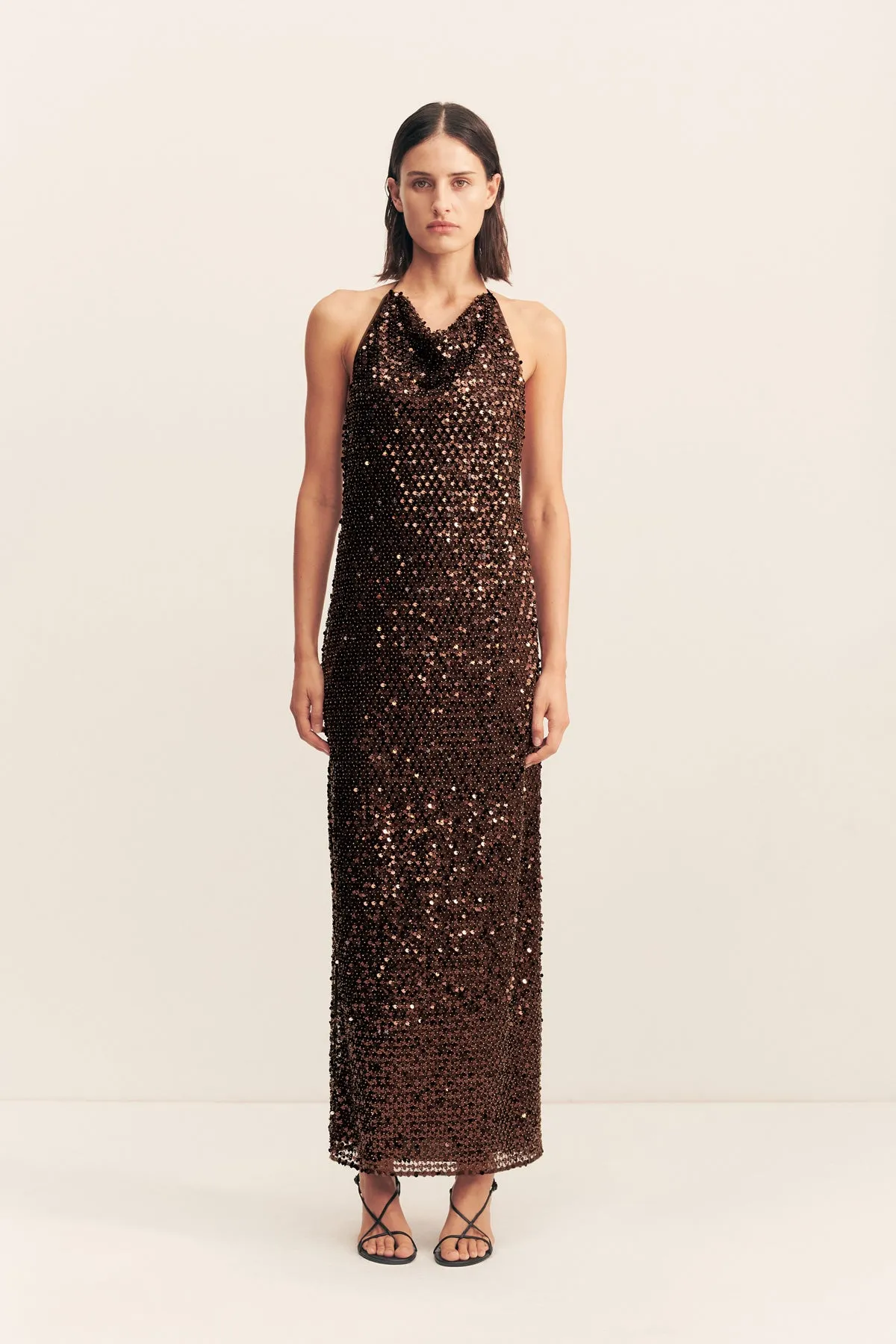 EVERLY HIGH COWL MAXI DRESS - CHESTNUT sold by Shona Joy product image thumbnail 2