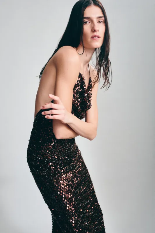 EVERLY HIGH COWL MAXI DRESS - CHESTNUT sold by Shona Joy