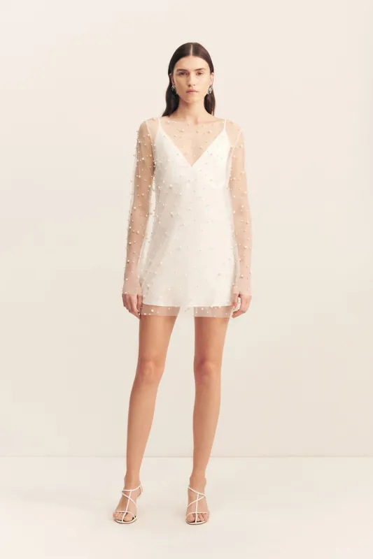 OPALINE SHEER PEARL MINI DRESS sold by Shona Joy