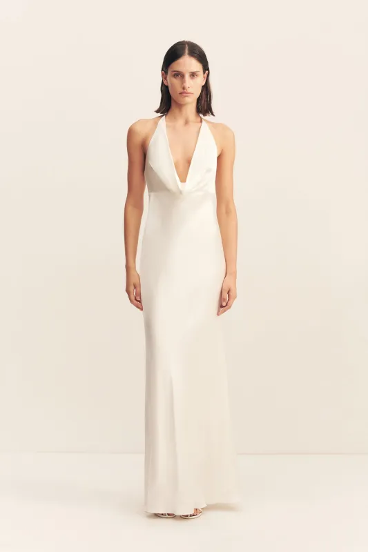 LA LUNE LOW COWL MAXI DRESS - WHITE sold by Shona Joy