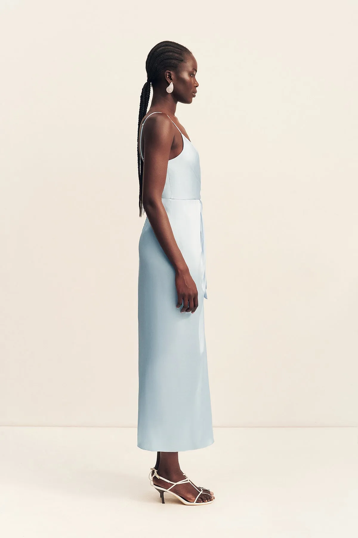 LUMIERE TIE FRONT MIDI DRESS - CLOUD DRIFT sold by Shona Joy product image thumbnail 4